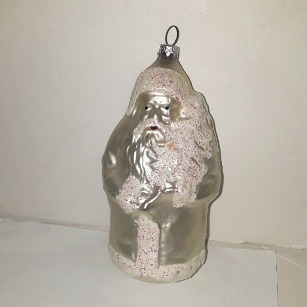 c RARE 6" WHITE SANTA CLAUS WEST GERMANY CHRISTMAS ORNAMENT